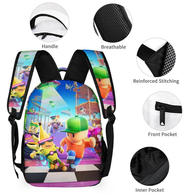 Stumble Guys Kids Backpack Lightweight Durable with Adjustable Straps and Padded Back for Kindergarten and Elementary School