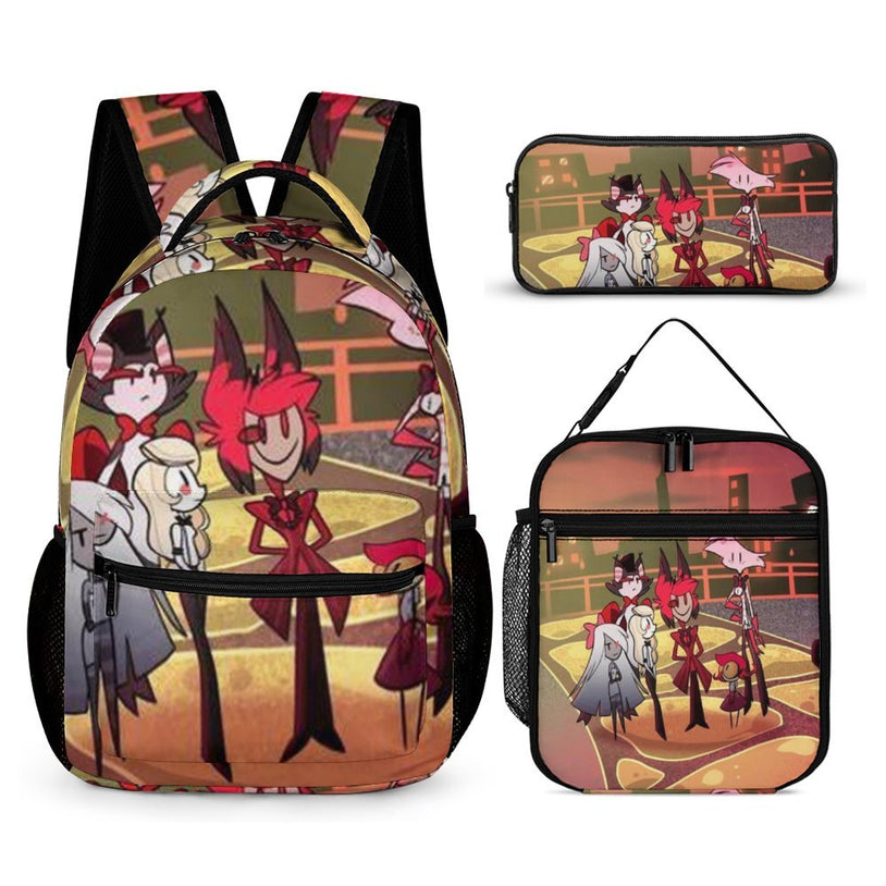 Hazbin Hotel Backpack and Lunchbox Waterproof School Bag Laptop Bag Travel Bag Creative Gift for Elementary and Middle School Students