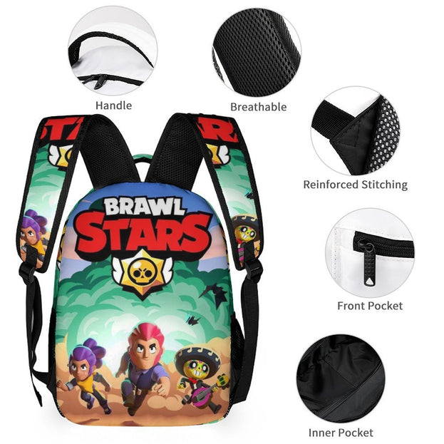 16 Inch Brawl Stars Anime Print Backpack Stylish and Durable School Bag for Kids and Teens