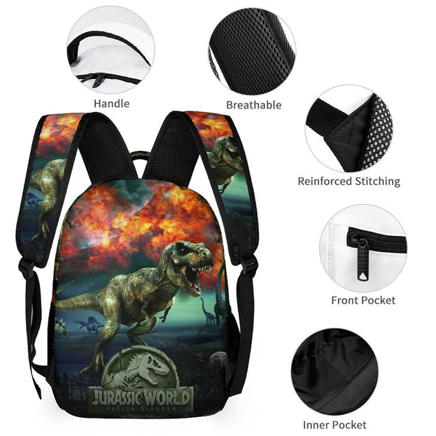 Jurassic World Print Backpack Anime School Bag for Elementary and Middle School Students