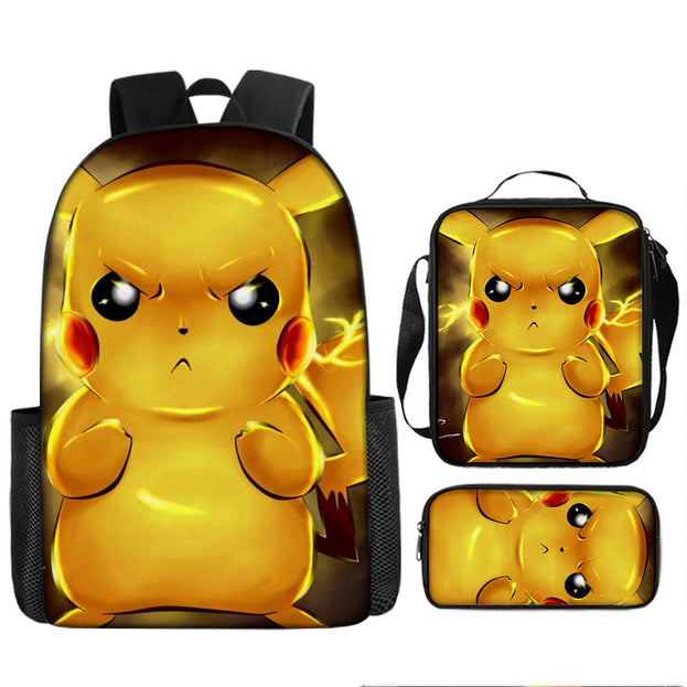 Pokemon Pikachu School Backpack with Pencil Case Large Capacity Cartoon Gaming Bag for Kids