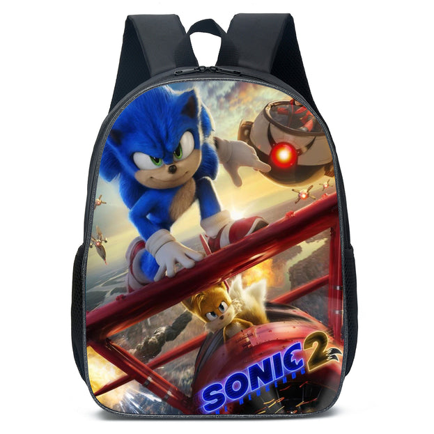 Sonic the Hedgehog School Backpack for Kids 16 Inch Unisex Double Shoulder Bag for Boys and Girls