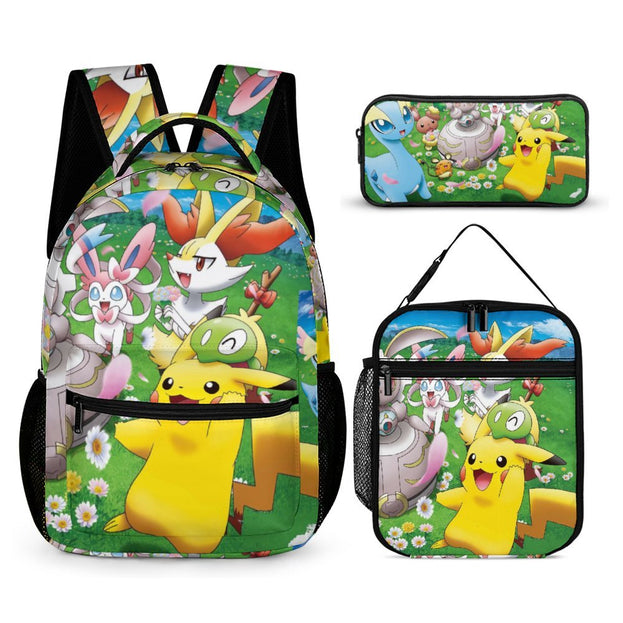 Pokemon Pikachu Print Backpack Large Capacity Anime School Bag for Kids Durable and Stylish Double Shoulder Bag