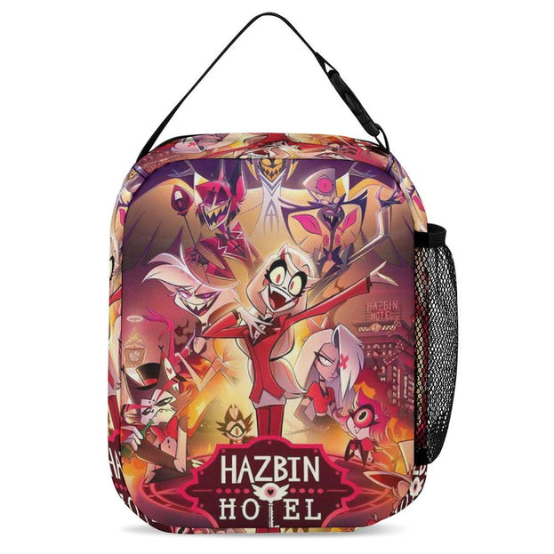 Hazbin Hotel Backpack Set Waterproof School Bag Lunchbox Laptop Bag Creative Gift for Kids in Elementary and Middle School