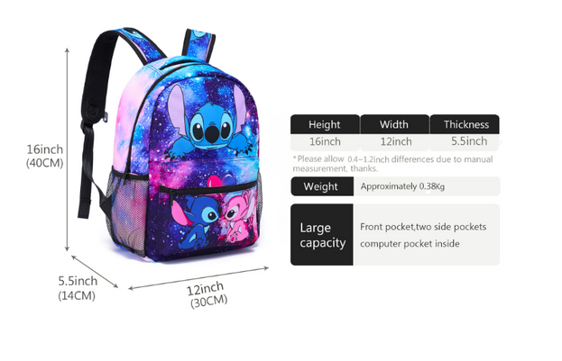 16 Inch Cartoon Backpack Lightweight Waterproof School Bag for Kids Perfect for School Work and Gifts