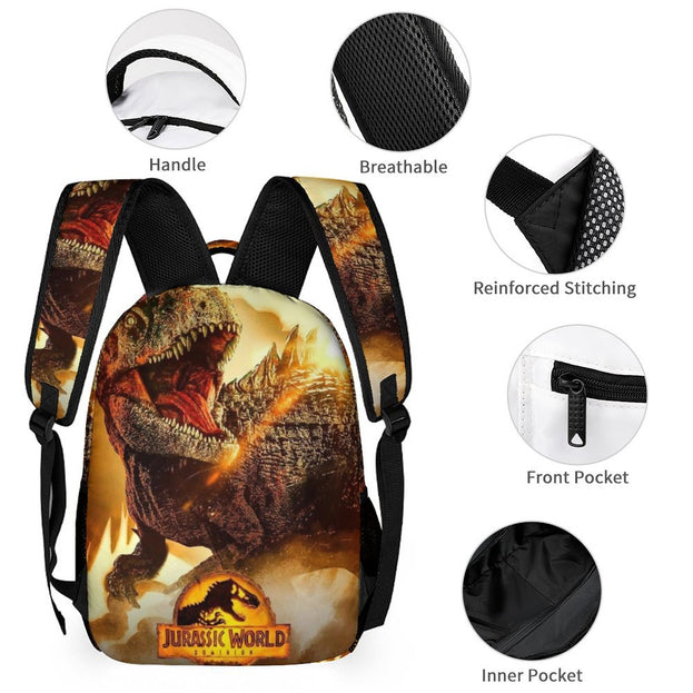 Jurassic World Anime Print Backpack School Bag for Kids with Shoulder Straps