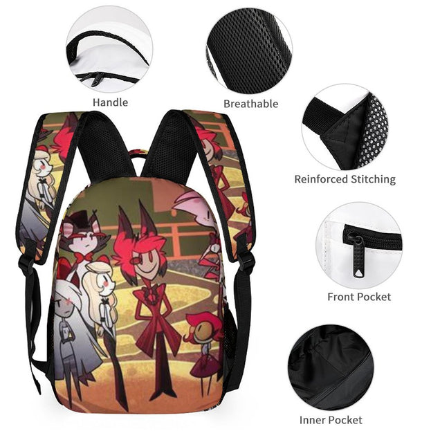 Hazbin Hotel Backpack and Lunchbox Waterproof School Bag Laptop Bag Travel Bag Creative Gift for Elementary and Middle School Students