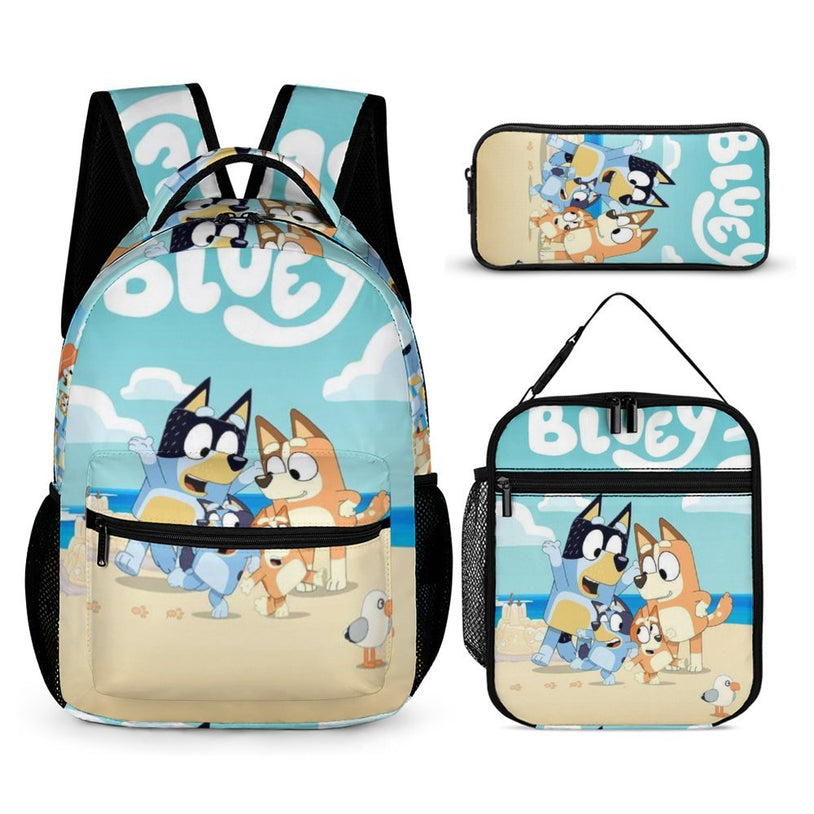 Bluey Character Print Double Shoulder Backpack Ideal School Bag for Elementary and Middle School Children