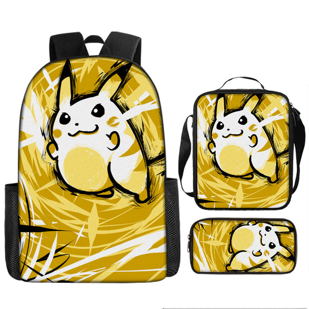 Pokemon Pikachu School Backpack with Pencil Case Large Capacity Cartoon Gaming Bag for Kids