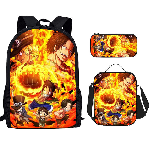 One Piece Luffy Print Backpack Durable Anime School Bag for Middle School Students Large Capacity Double Shoulder Bag