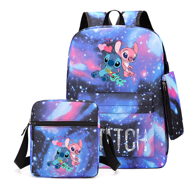 Stitch School Backpack Cute and Durable Double Shoulder Bag for Boys and Girls