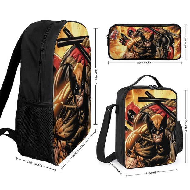 17 Inch Deadpool and Wolverine School Backpack Tough and Trendy for Teens