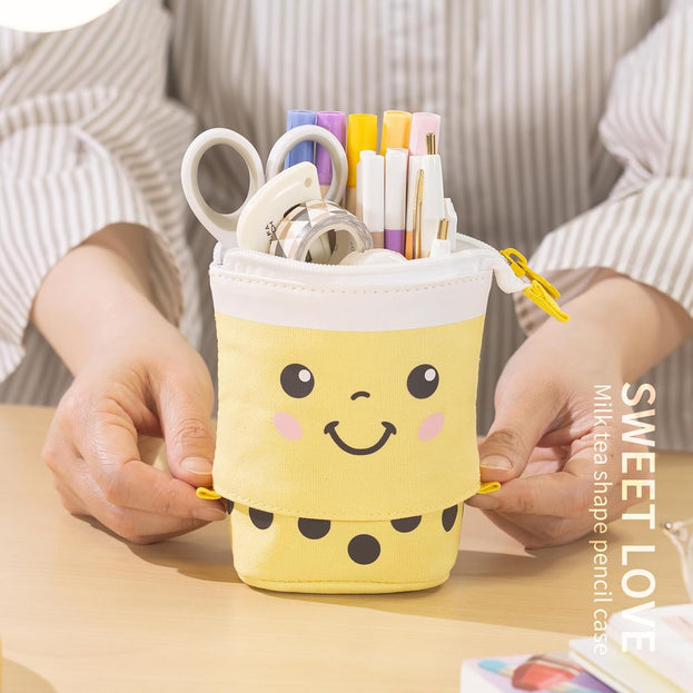 Cute Telescopic Pencil Case Versatile Pen Holder for Students Perfect for Stationery and Makeup