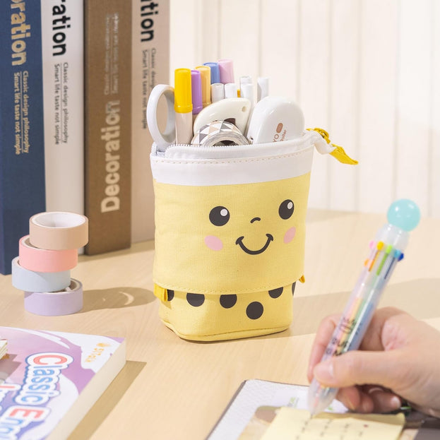 Cute Telescopic Pencil Case Versatile Pen Holder for Students Perfect for Stationery and Makeup