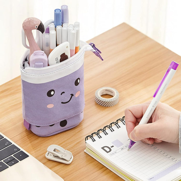 Cute Telescopic Pencil Case Versatile Pen Holder for Students Perfect for Stationery and Makeup