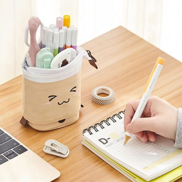 Cute Telescopic Pencil Case Versatile Pen Holder for Students Perfect for Stationery and Makeup