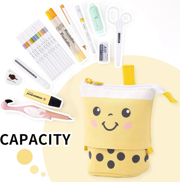 Cute Telescopic Pencil Case Versatile Pen Holder for Students Perfect for Stationery and Makeup