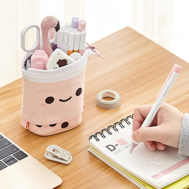 Cute Telescopic Pencil Case Versatile Pen Holder for Students Perfect for Stationery and Makeup