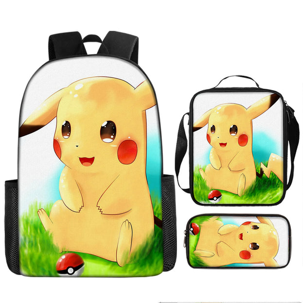 Pokemon Pikachu School Backpack with Pencil Case Large Capacity Cartoon Gaming Bag for Kids