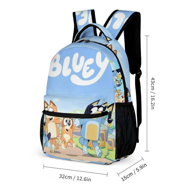 Bluey Themed Double Shoulder Backpack Fun Anime School Bag for Kids