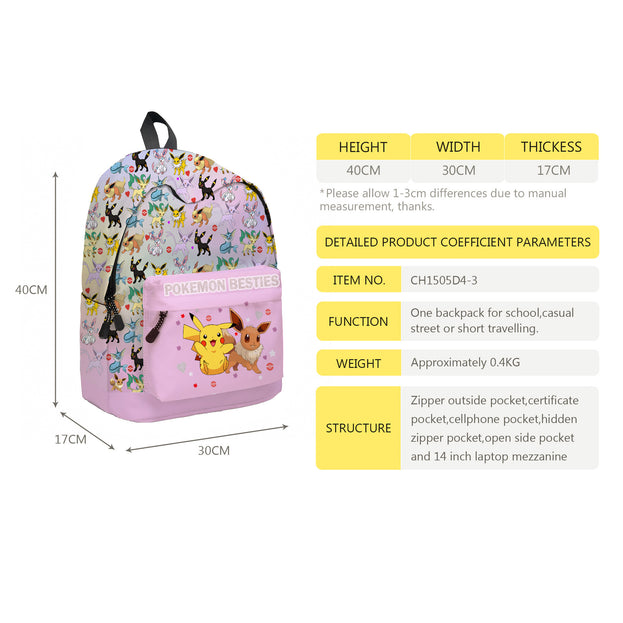 16 Inch Cute Anime Backpack Lightweight Casual Laptop Bag for Kids Teens and Adults Perfect Cartoon Travel Daypack Ideal Gift for Men and Women