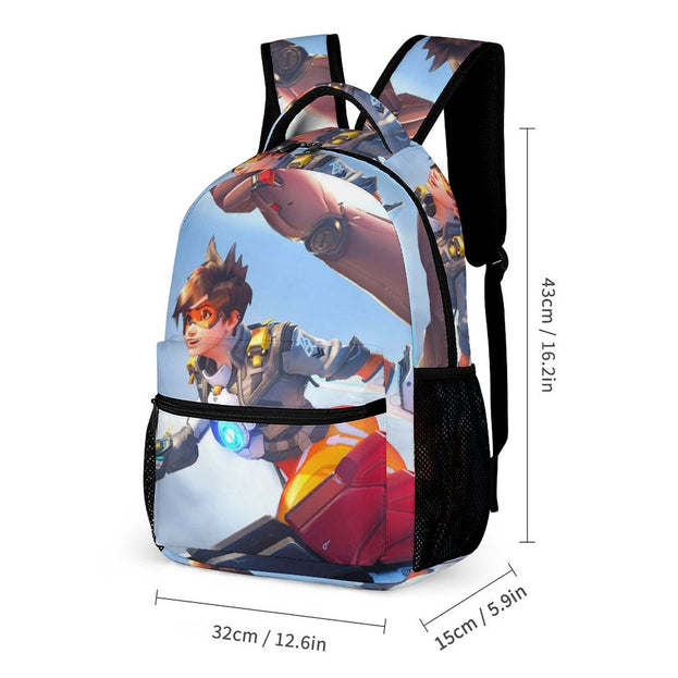 16 Inch Overwatch Print Backpack Stylish and Sturdy Anime School Bag for Kids