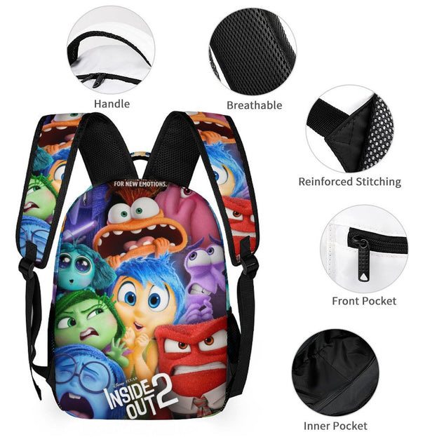 Inside Out Anime Design School Backpack Durable and Trendy for Elementary and Middle School Students