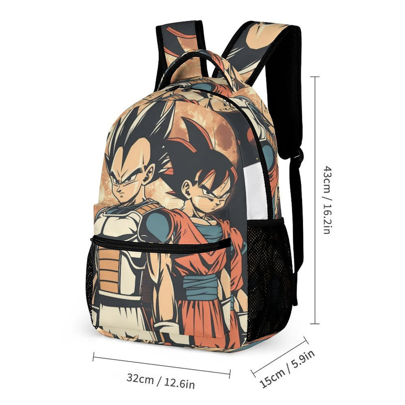 Dragon Ball Goku and Vegeta Anime Backpack Large Capacity Double Shoulder Bag for Middle School Students