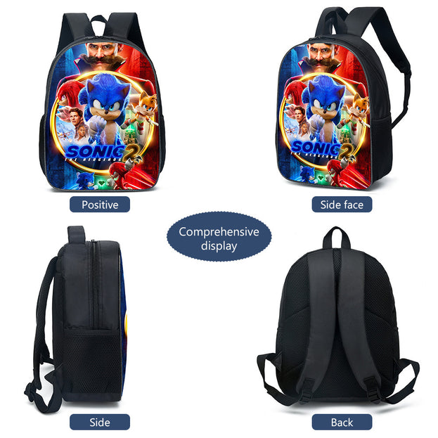 Sonic the Hedgehog School Backpack for Kids 16 Inch Unisex Double Shoulder Bag for Boys and Girls