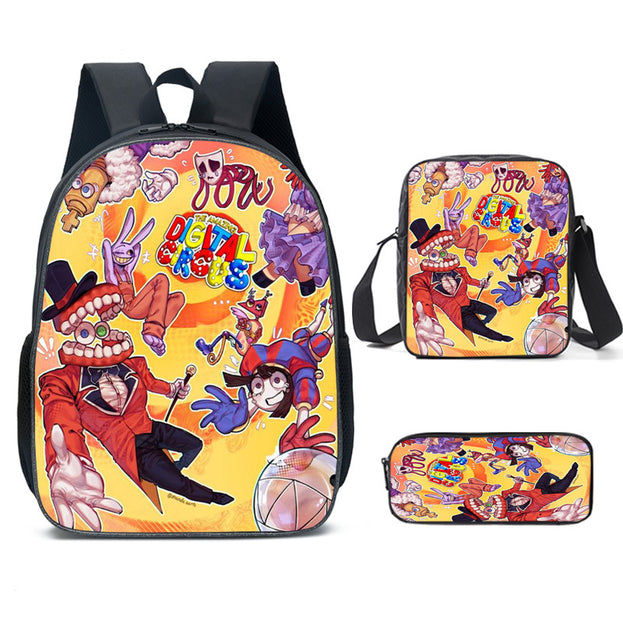 Cute Circus 3 Piece Backpack Set for Kids 16 Inch Backpack Pencil Case and Lunch Bag Cartoon Design for Boys and Girls Ideal for Travel and Everyday Use