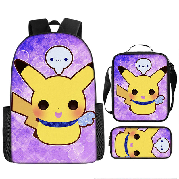 Pokemon Pikachu School Backpack with Pencil Case Large Capacity Cartoon Gaming Bag for Kids