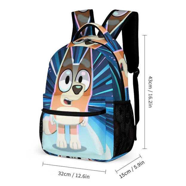 Bluey Anime Print Backpack Durable Double Shoulder School Bag for Kids