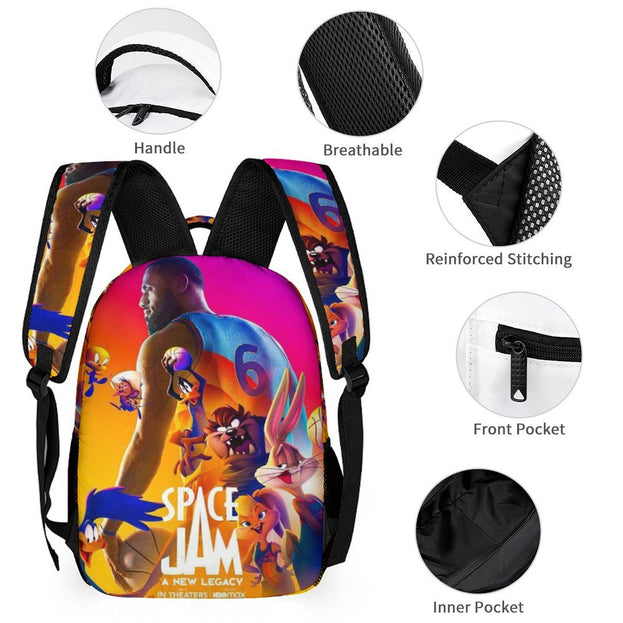 Space Jam-Themed Backpack High-Quality Anime School Bag for Students