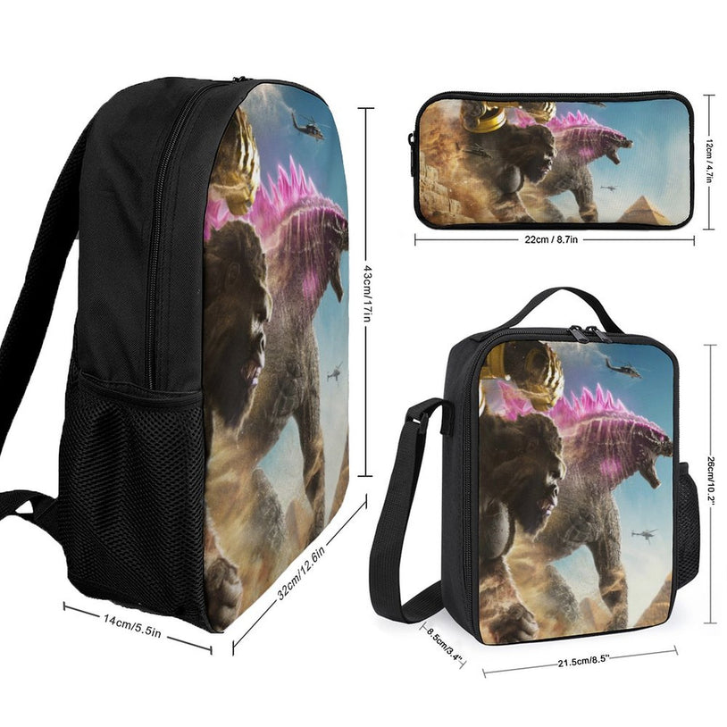 17 Inch Godzilla x Kong The New Empire School Backpack Tough and Trendy for Teen Boys and Girls