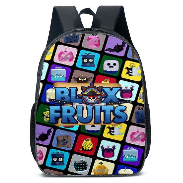 Cartoon Blox Fruits Backpack Multi Pocket Laptop Bag for School Travel and Gaming