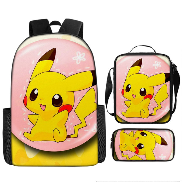 Pokemon Pikachu School Backpack with Pencil Case Large Capacity Cartoon Gaming Bag for Kids