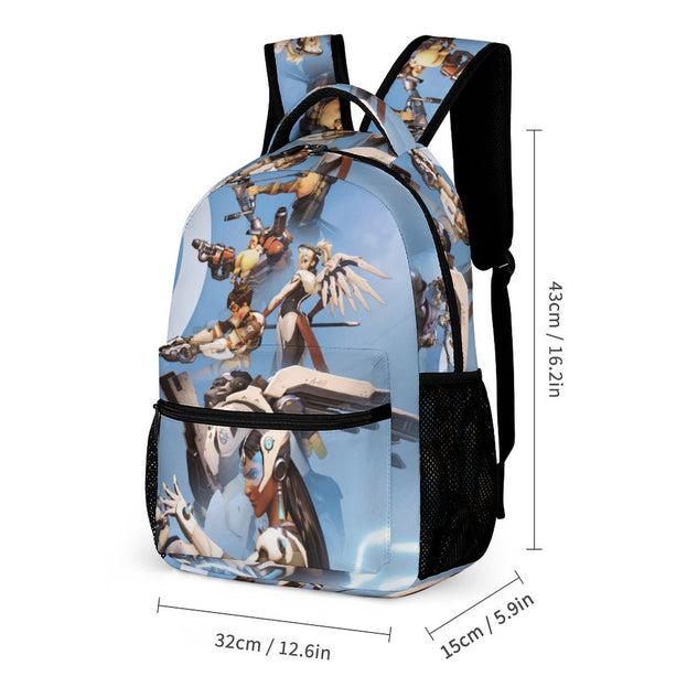 Overwatch Anime Design School Backpack 16 Inch Durable Bag for Elementary and Middle School Students