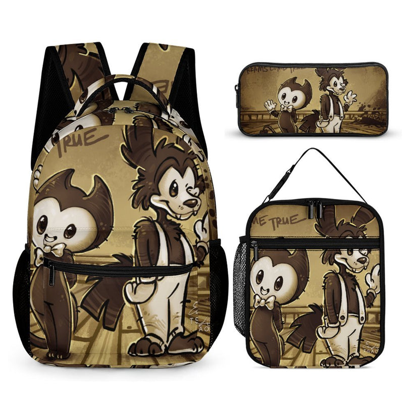 Bendy and the Ink Machine Backpack High Quality Unisex School Bag for Kids Trendy Double Shoulder Style