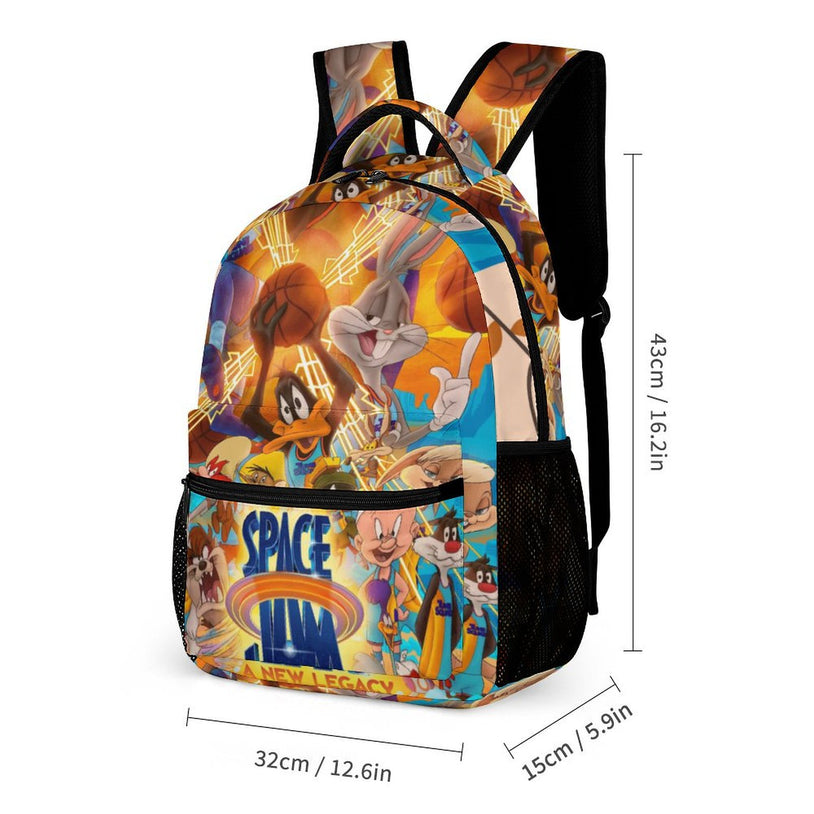 Space Jam Printed Backpack Stylish Anime School Bag for Elementary and Middle School Students