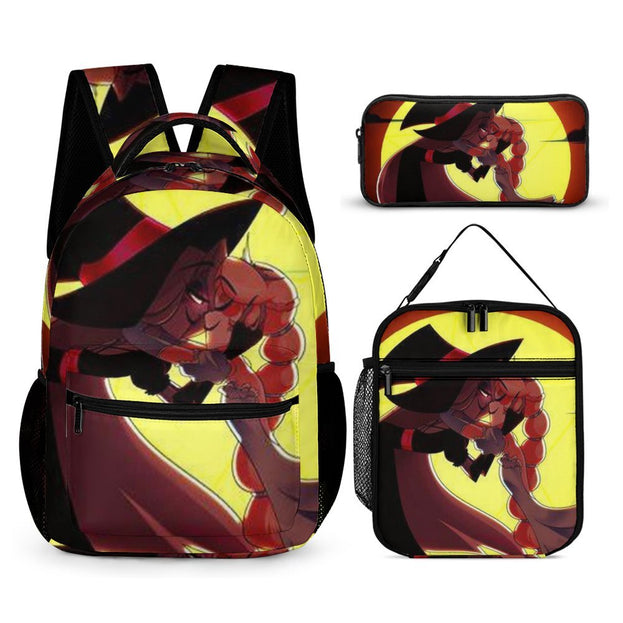 Hazbin Hotel Themed Backpack Waterproof School Bag and Lunchbox Set Creative and Trendy Children's Gift