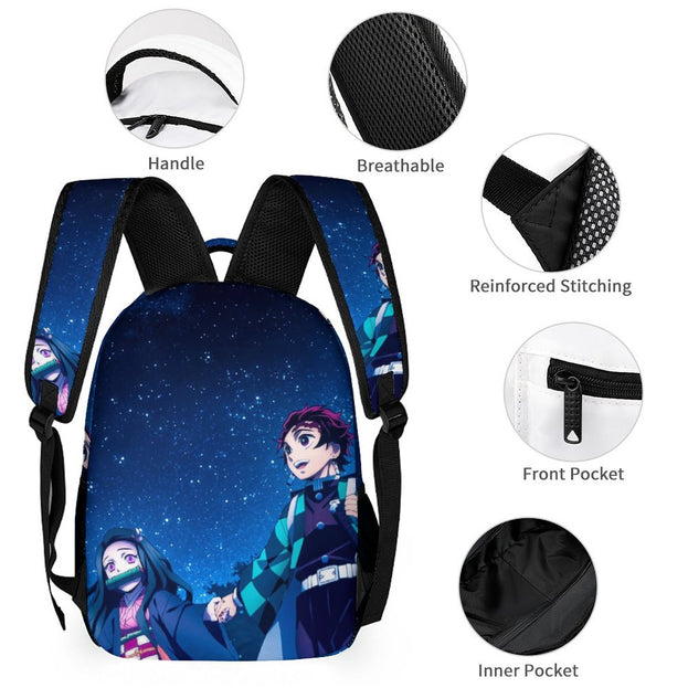 Demon Slayer 16 Inch School Bag Trendy Backpack for Boys and Girls