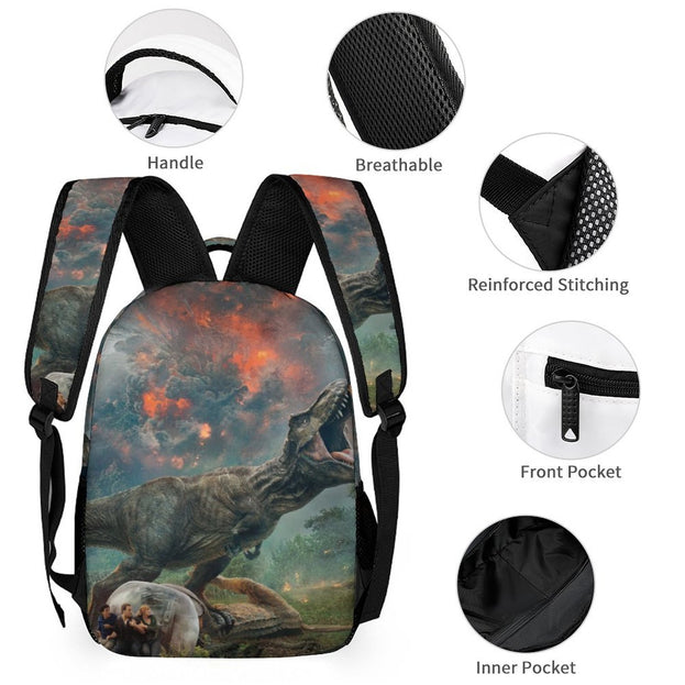 Jurassic World Dinosaur Print Backpack Perfect Anime School Bag for Children