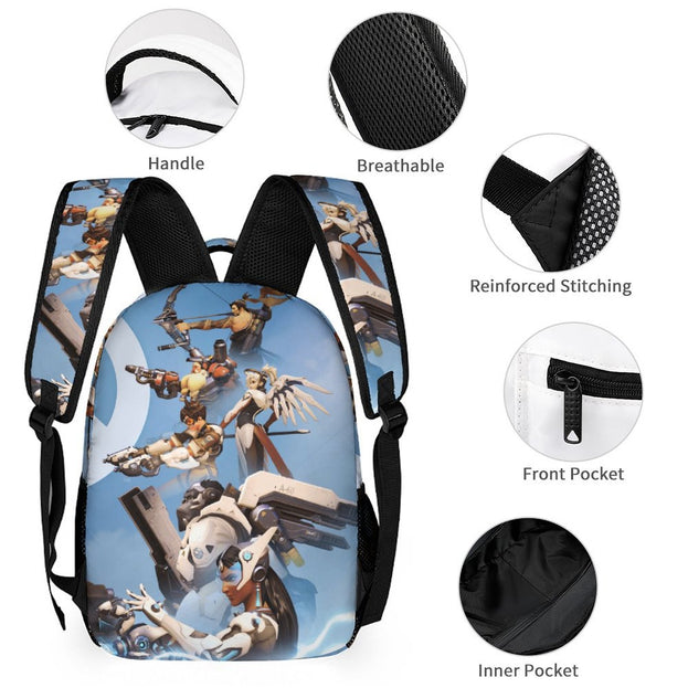 Overwatch Anime Design School Backpack 16 Inch Durable Bag for Elementary and Middle School Students