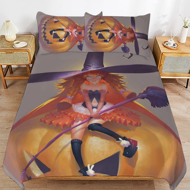 Luxurious Halloween Plush Bed Set Soft and Cozy 3-Piece Bedding for Spooky Nights