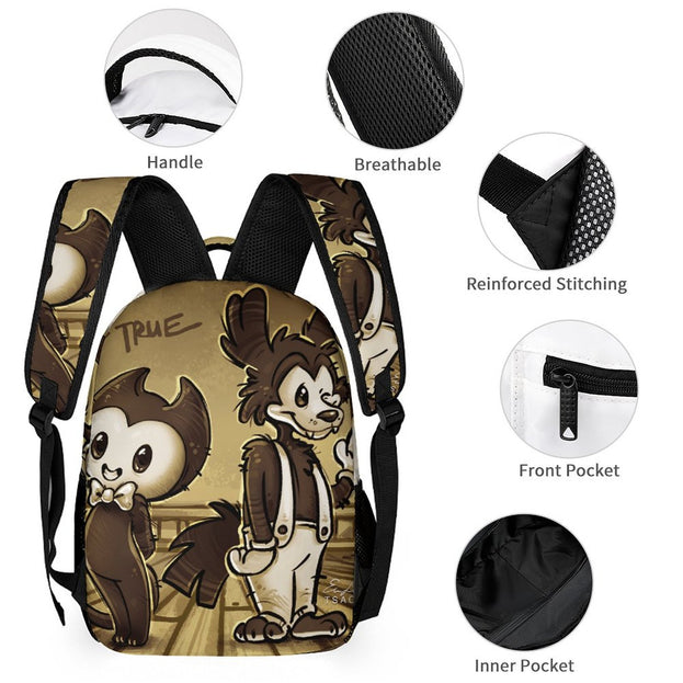 Bendy and the Ink Machine Backpack High Quality Unisex School Bag for Kids Trendy Double Shoulder Style