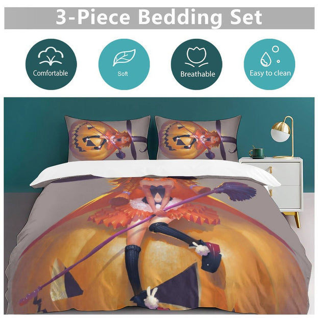 Luxurious Halloween Plush Bed Set Soft and Cozy 3-Piece Bedding for Spooky Nights