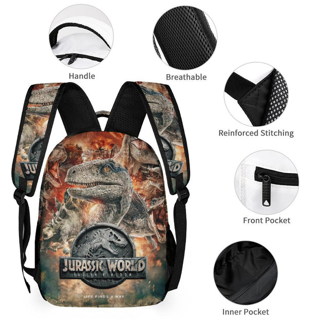 Jurassic World Double Shoulder Backpack Anime School Backpack for Elementary and Middle School