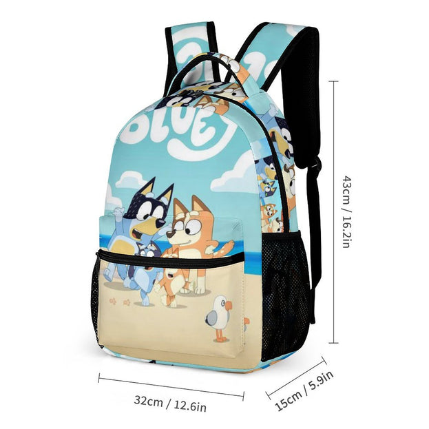 Bluey Character Print Double Shoulder Backpack Ideal School Bag for Elementary and Middle School Children