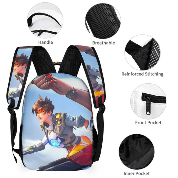 16 Inch Overwatch Print Backpack Stylish and Sturdy Anime School Bag for Kids