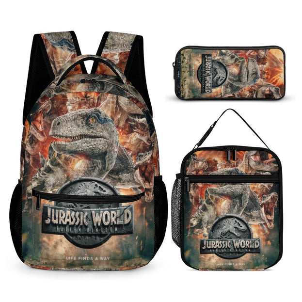 Jurassic World Double Shoulder Backpack Anime School Backpack for Elementary and Middle School